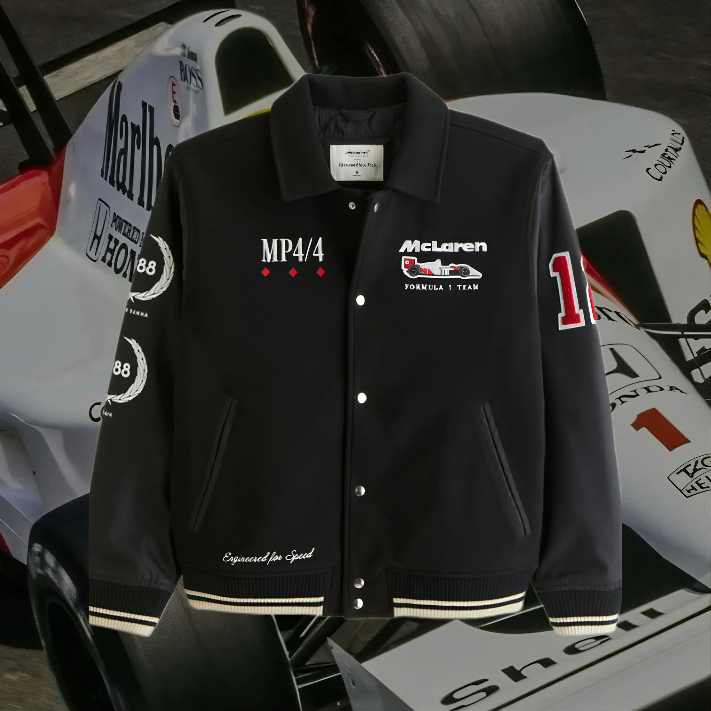 McLaren F1 Vintage Sweatshirt + Leather Jacket
