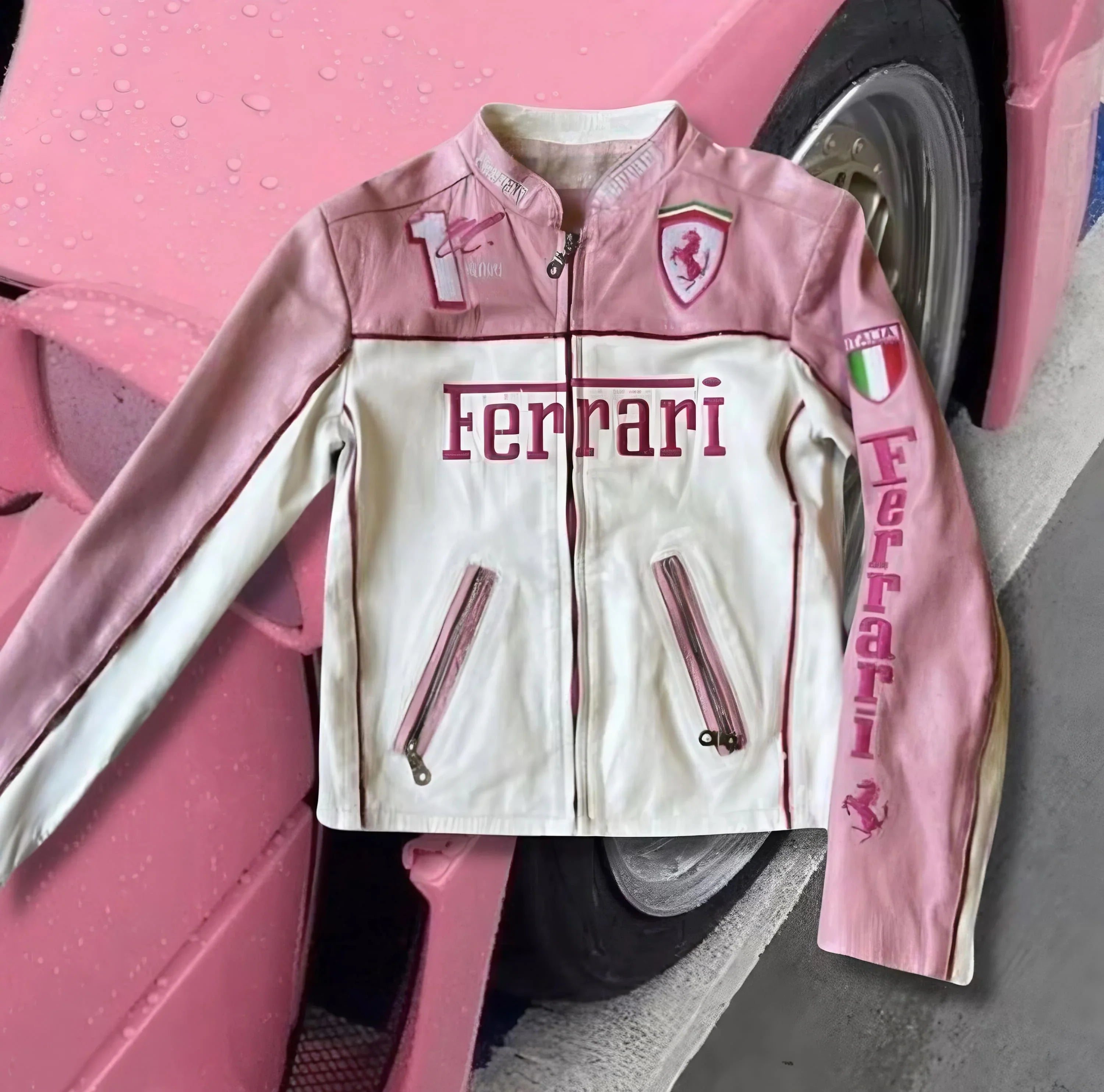 Pink and White Ferrari Jacket