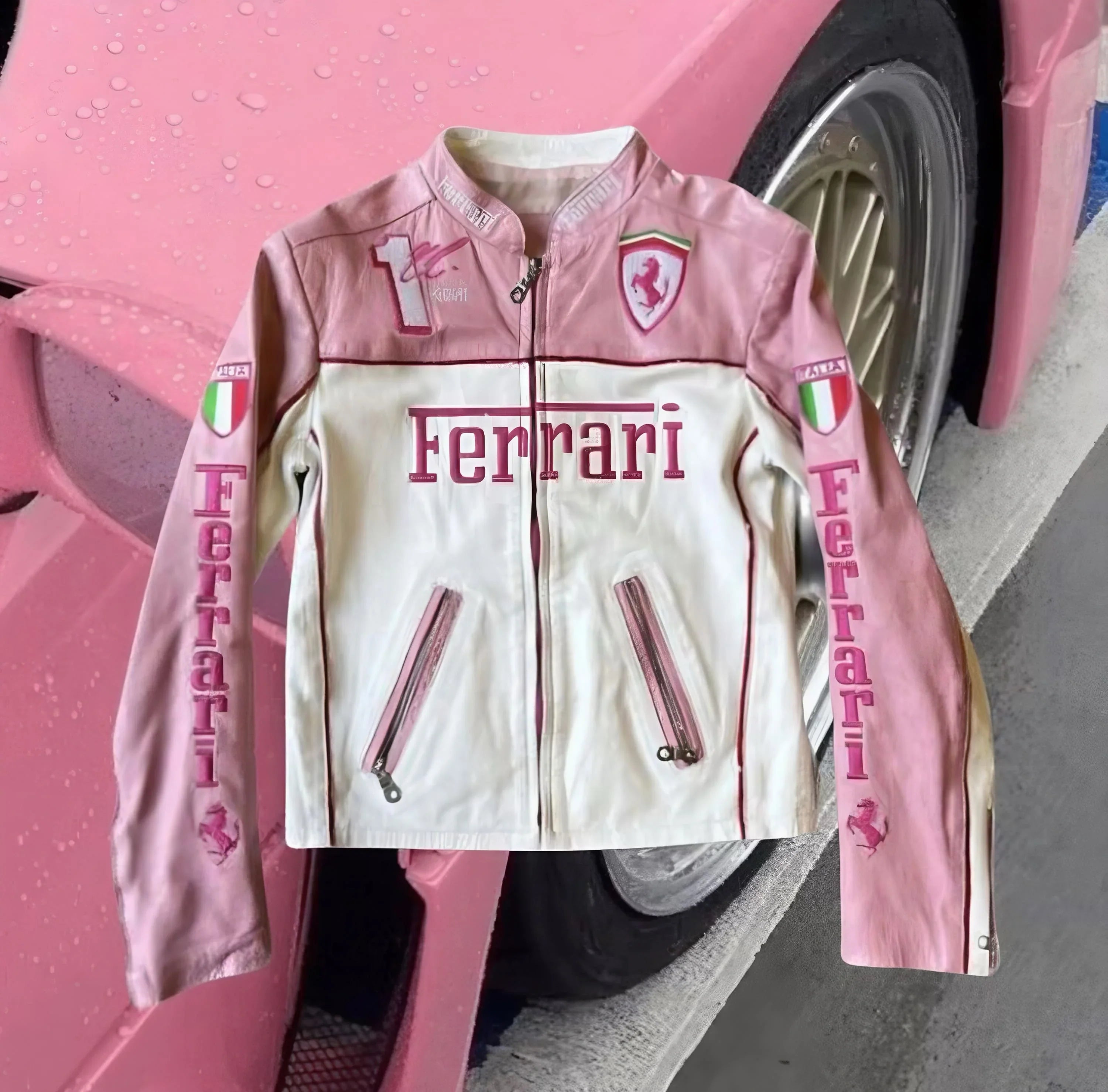 Pink and White Ferrari Jacket